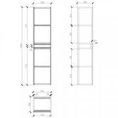 Пенал BelBagno Pietra 35 stone PIETRA-1500-2A-SC-PT