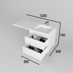 Тумба с раковиной Style Line Леон 120 R подвесная белый