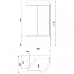 Душевая кабина Royal Bath Practic RB8120BK1-M-L-BL