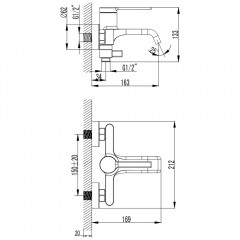 Смеситель для ванны AQUAme Asti AQM6412BG