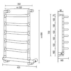 Полотенцесушитель водяной Margaroli Vela 588-6 DX/SX BOX