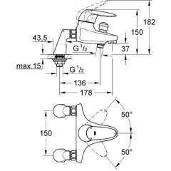 Смеситель для ванны Grohe Eurodisc Cosmopolitan 33392002