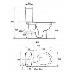 Унитаз Jacob Delafon Panache E1370-00 + E1368-00 + Е70008-00