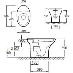 Унитаз Jacob Delafon Presquile E1461 приставной