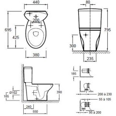 Унитаз Jacob Delafon Presquile 19077+E1425+E70016