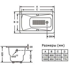 Чугунная ванна Goldman Art 170x80