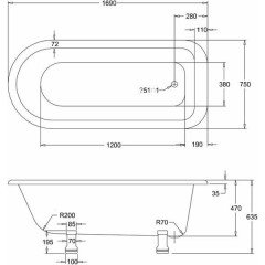 Ванна акриловая Burlington Blenheim E2+E9