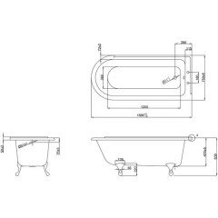 Ванна акриловая Burlington Hampton Right E14+E10