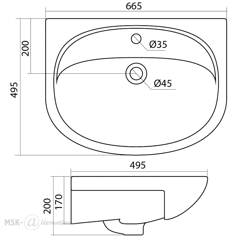 65 495. Santek Stela 65 раковина.