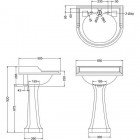 Раковина Burlington Classic Round 65 Invisible с пьедесталом