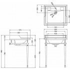 Раковина Burlington Английский Сад Classic 65 с позолоченным подстольем