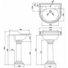 Раковина Burlington Английский Сад Classic Round 65 с пьедесталом