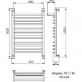 Полотенцесушитель водяной Ника Trapezium ЛТ г2 ВП 100x60