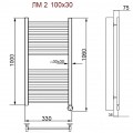 Полотенцесушитель электрический Ника Modern ЛМ 2 хром масляный 100x30