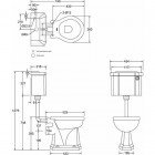 Унитаз Burlington с низким бачком P2+C4+T31CHR