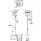 Унитаз Burlington с высоким бачком P2+T60BLA+T30CHR