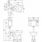 Унитаз Burlington Английский Сад с низким бачком P2D+C1D+T31CHR